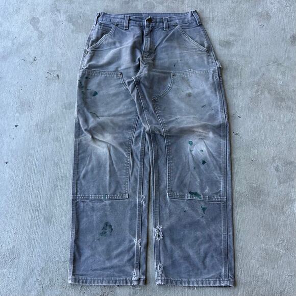 Vintage Y2K Carhartt gray double knee work wear carpenter pants - Picture 1 of 7